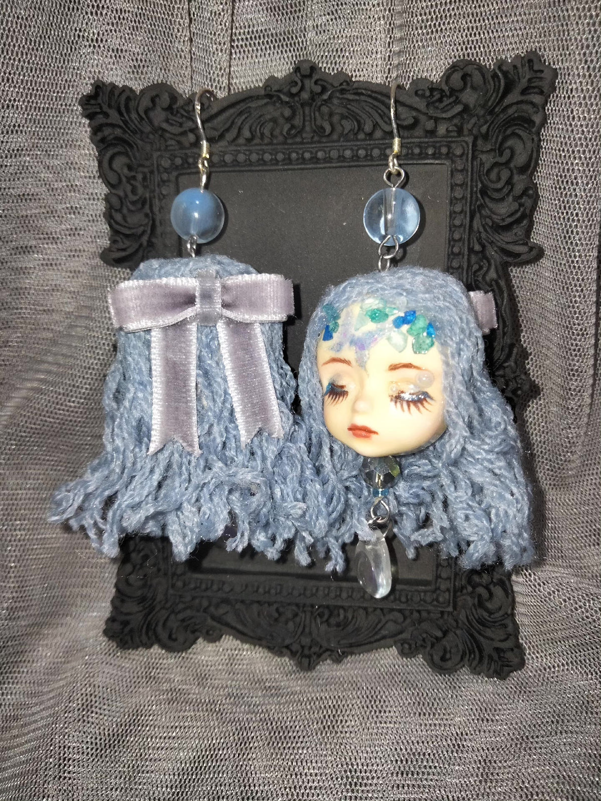 Handcrafted Doll Head Dangle Earrings