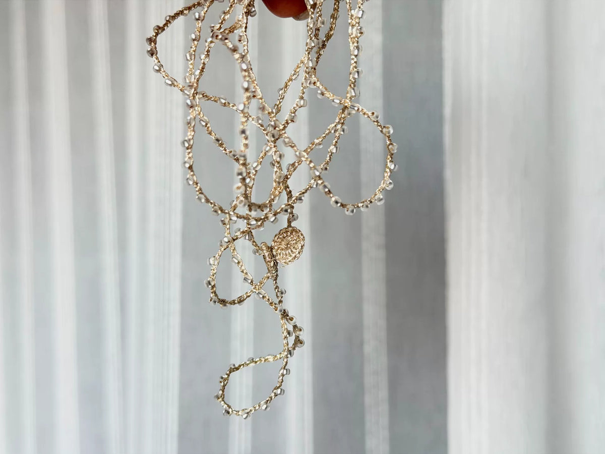 Gehaakte draad ketting en armband met miyuki-kraaltjes