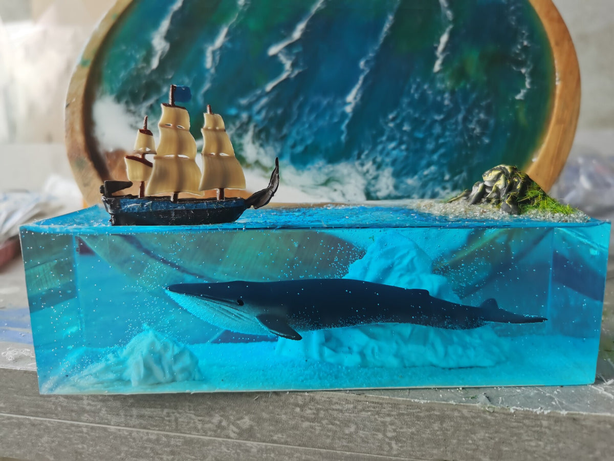 Handcrafted Resin Diorama Whale Ship Ornament