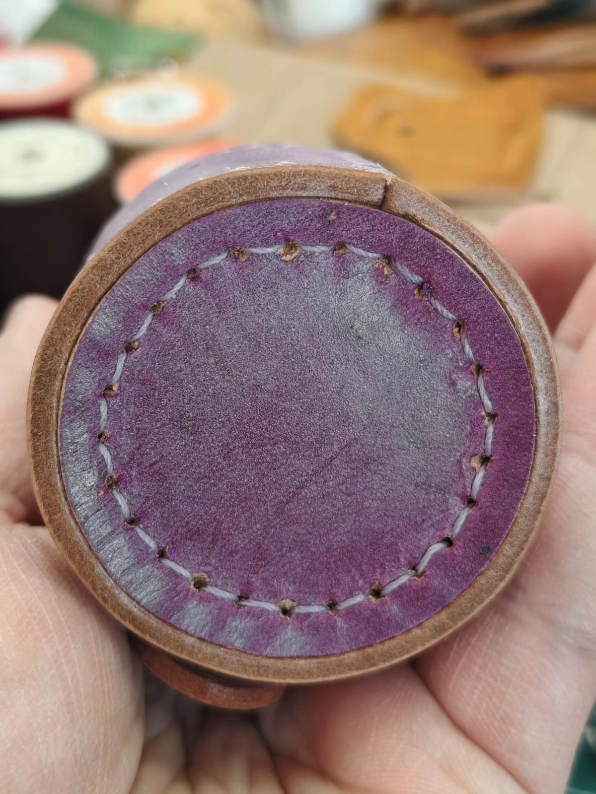 Vegetable Tanned Leather Thumb Ring Case