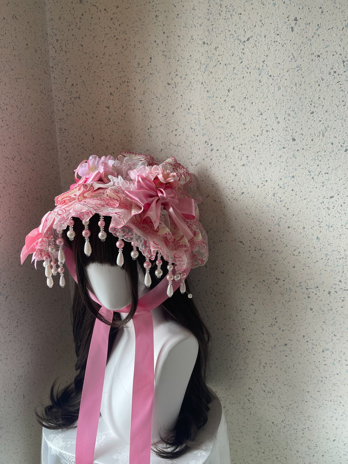 Lolita Bonnet with Beaded Fringe