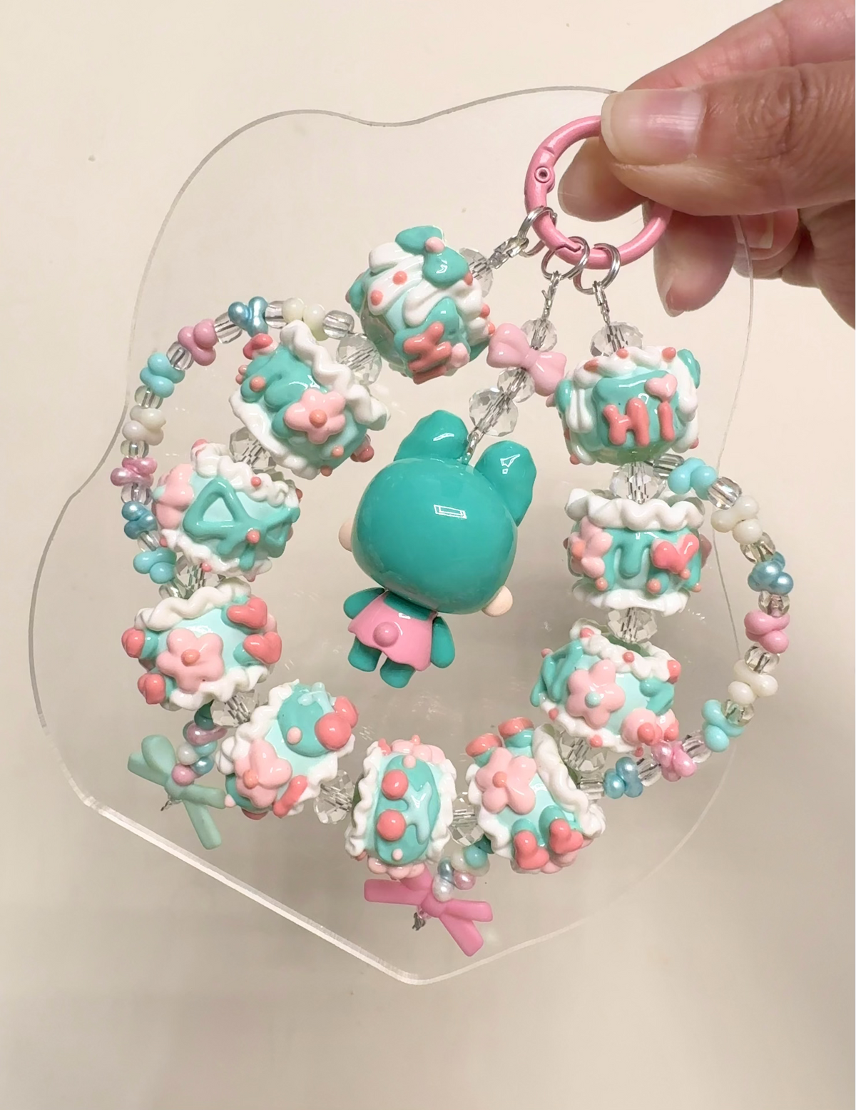 Rabbit Bear Summer Series Beaded Phone Charm