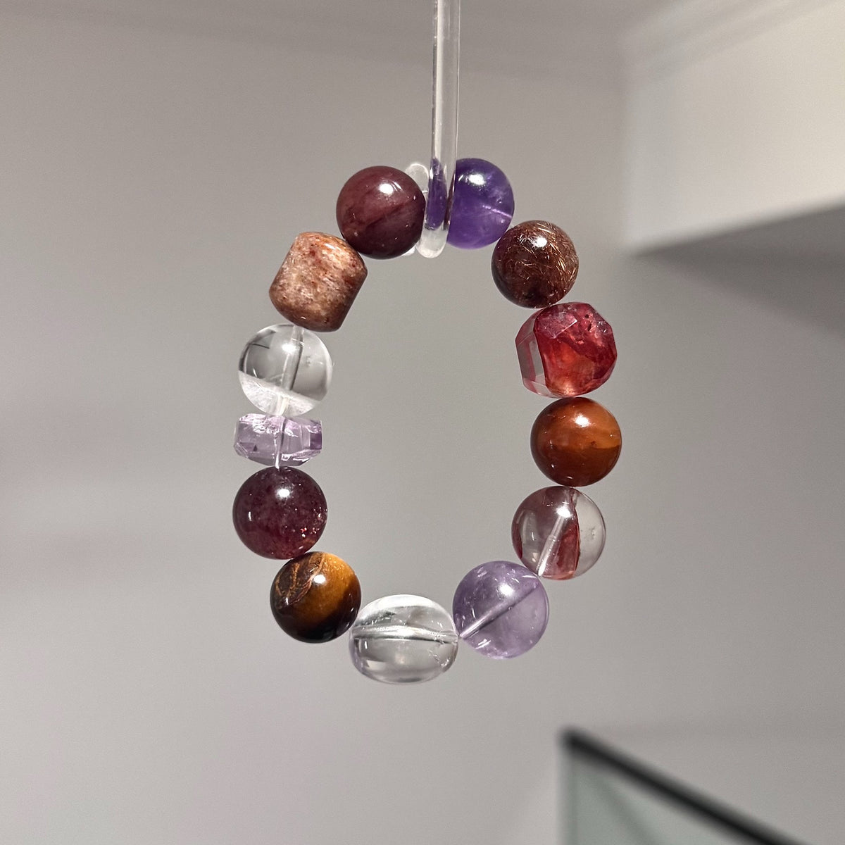 Mixed Gemstone Crystal Beaded Bracelet 14mm