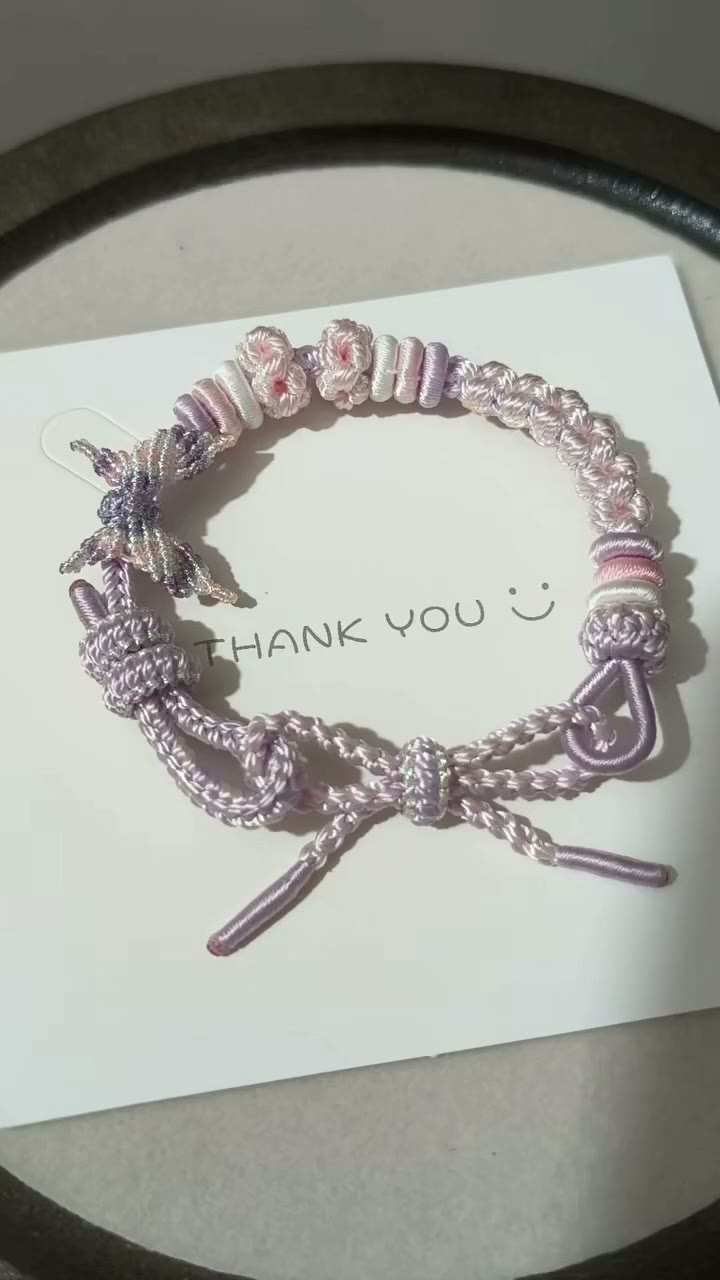 Handwoven Lavender Bracelet with Floral Charm