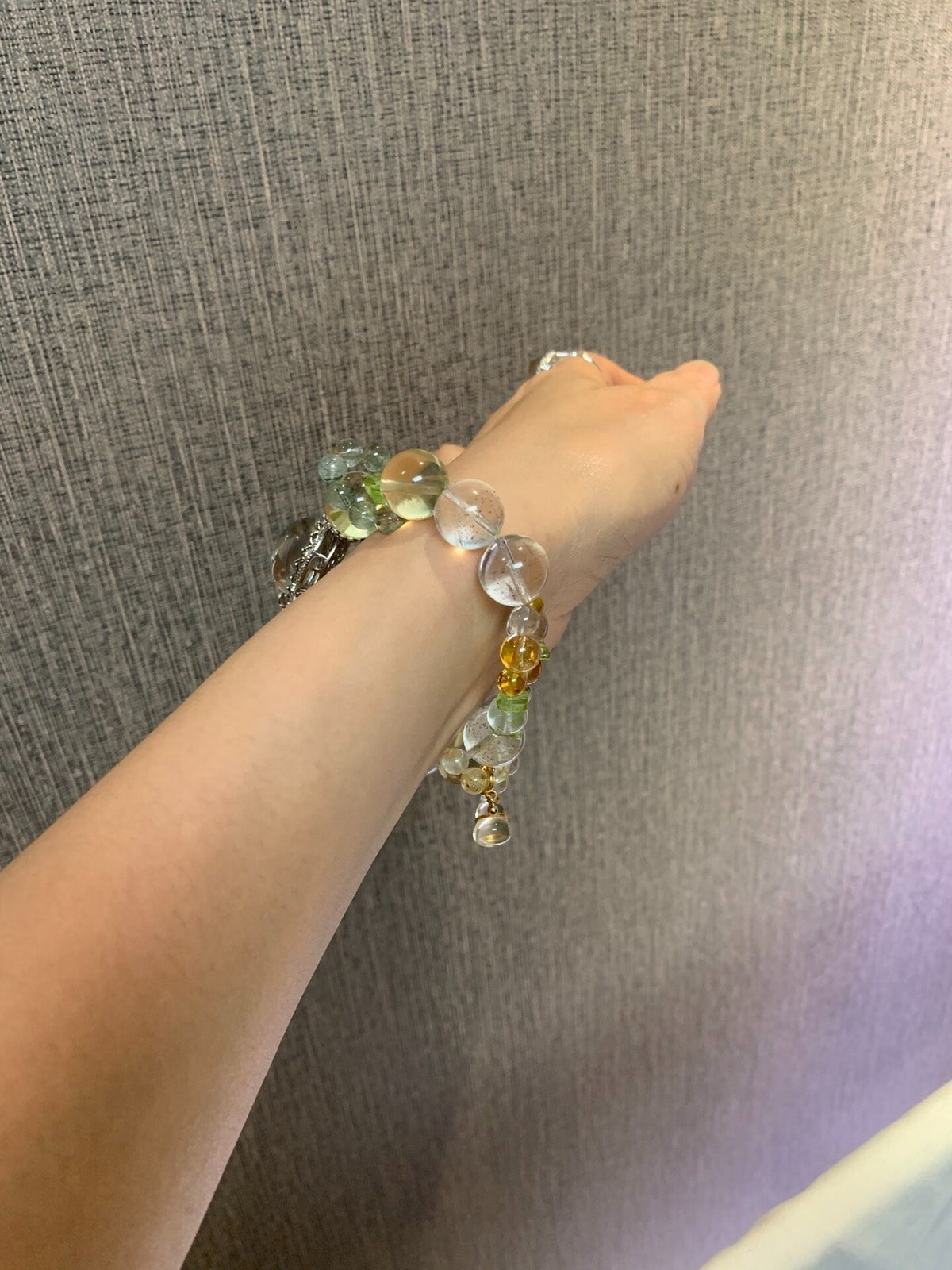 Citrine Green Phantom Quartz Bracelet Silver Filigree