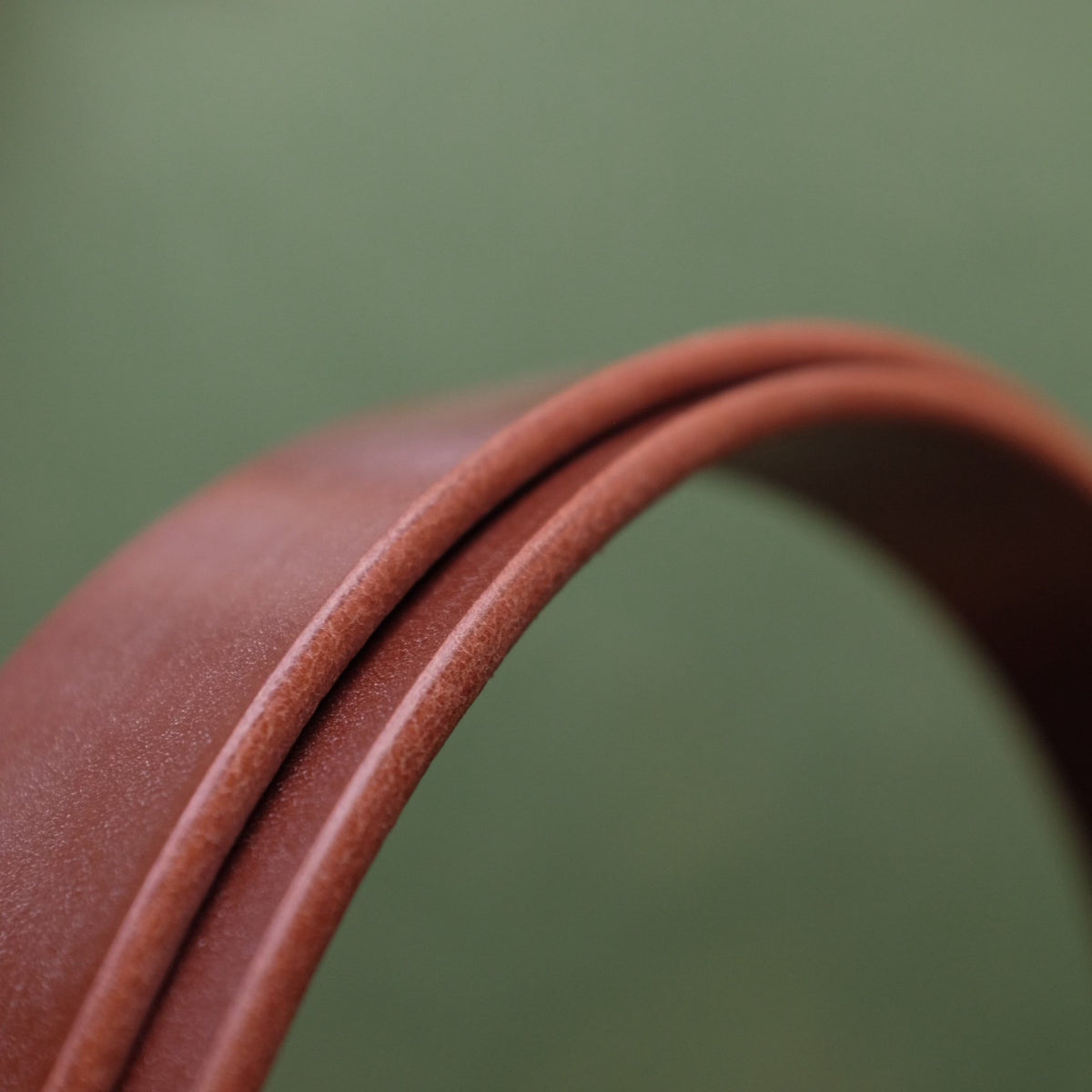 Tea-Core Brown Leather Belt with Polished Brass Buckle