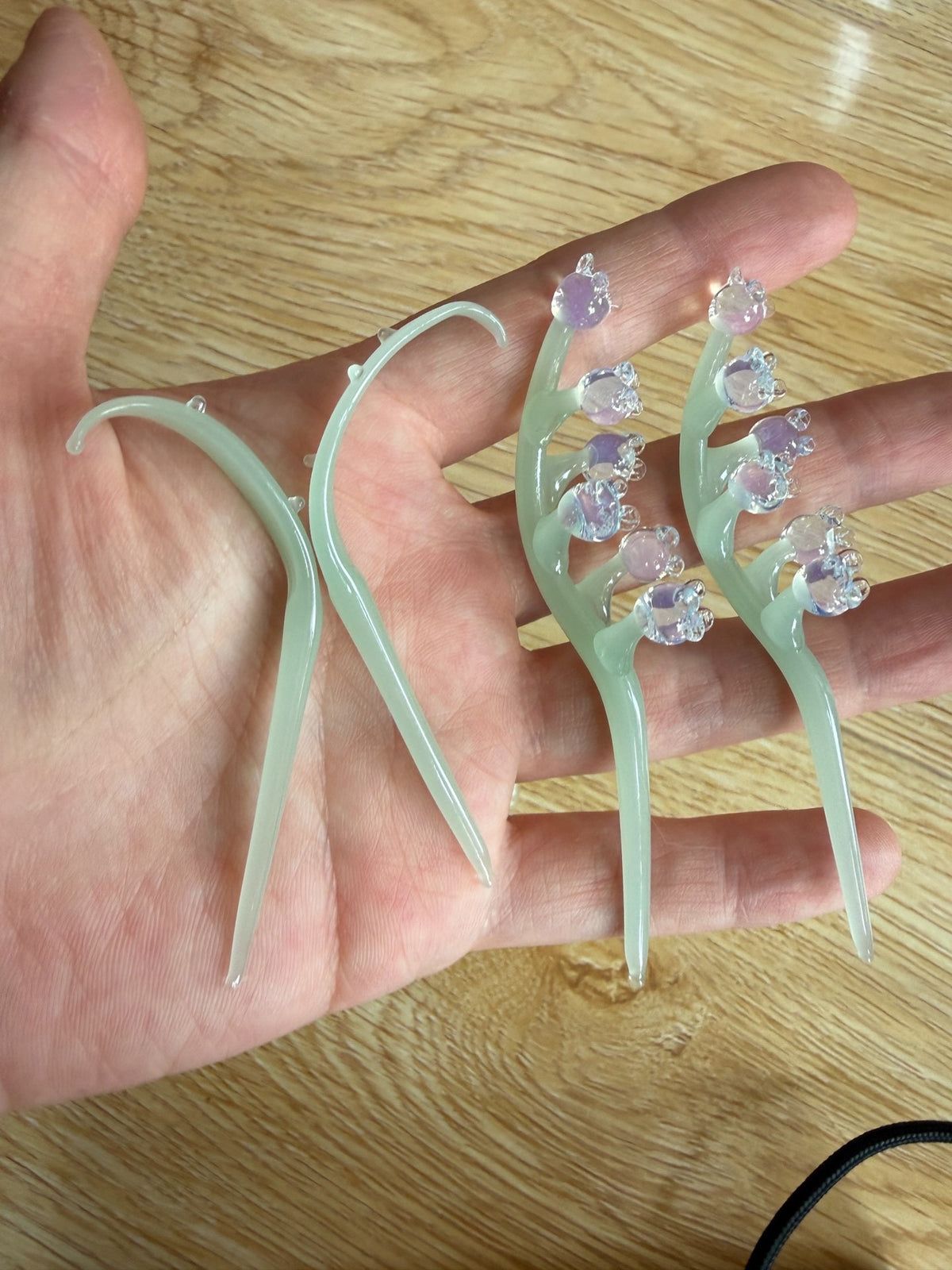 ミニチュアガラスのスズランの花瓶セット