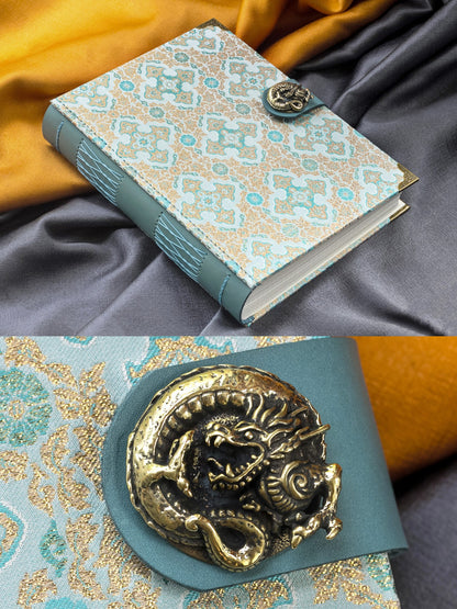 Song Dynasty Brocade Notebook with Brass Button Closure