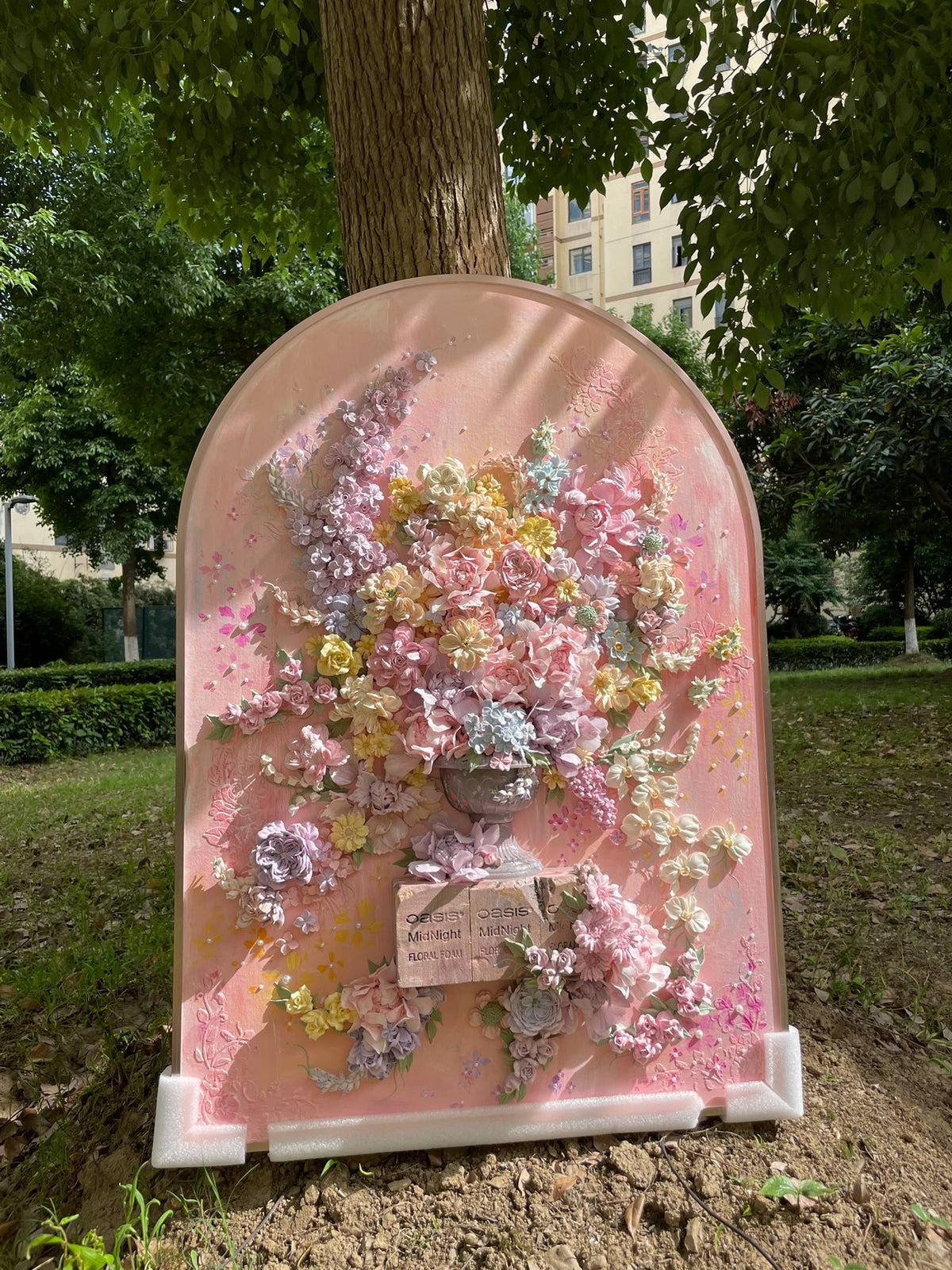 Clay Floral Painting Arch Panel 100cm
