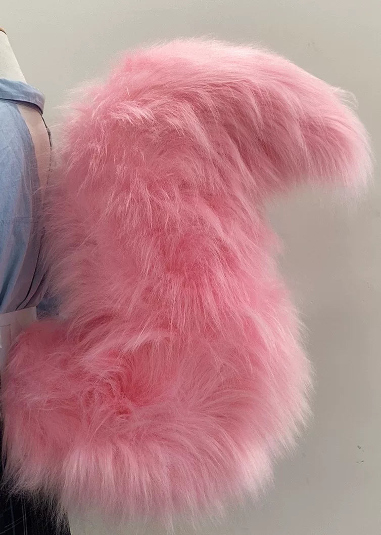 Coda di volpe in pelliccia sintetica rosa per cosplay