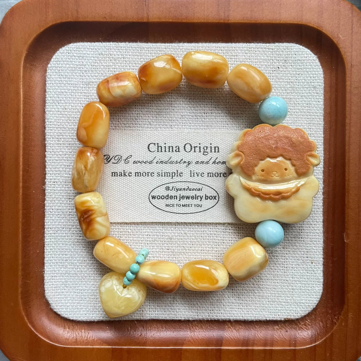 Natural Beeswax Amber Lamb Bracelet