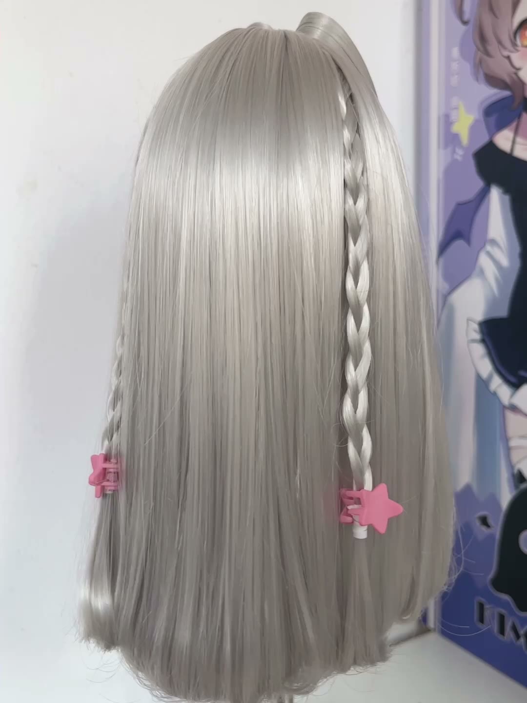 Silver Gray Doll Wig with Braids