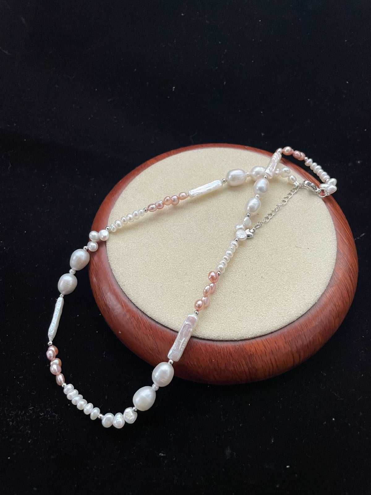 Natural Pearl Silver Bar Necklace