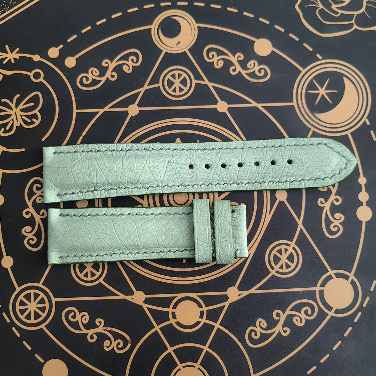 Handmade Ostrich Leather Watch Strap Apple Green