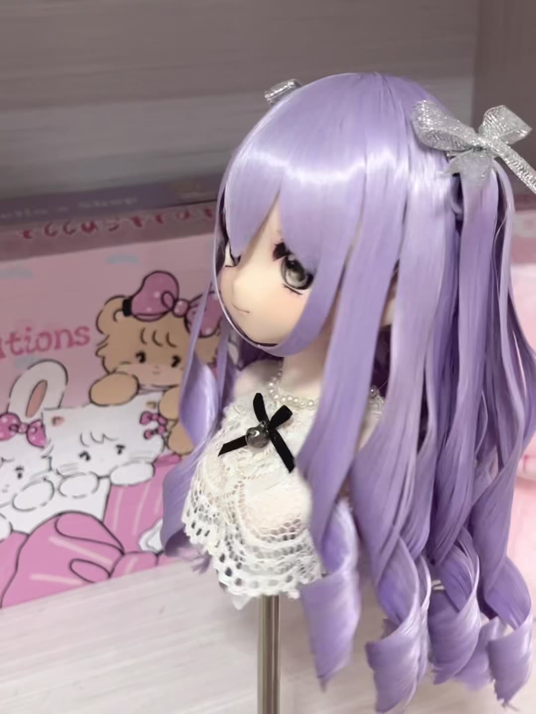 Peruca para Boneca Longa Roxo Claro