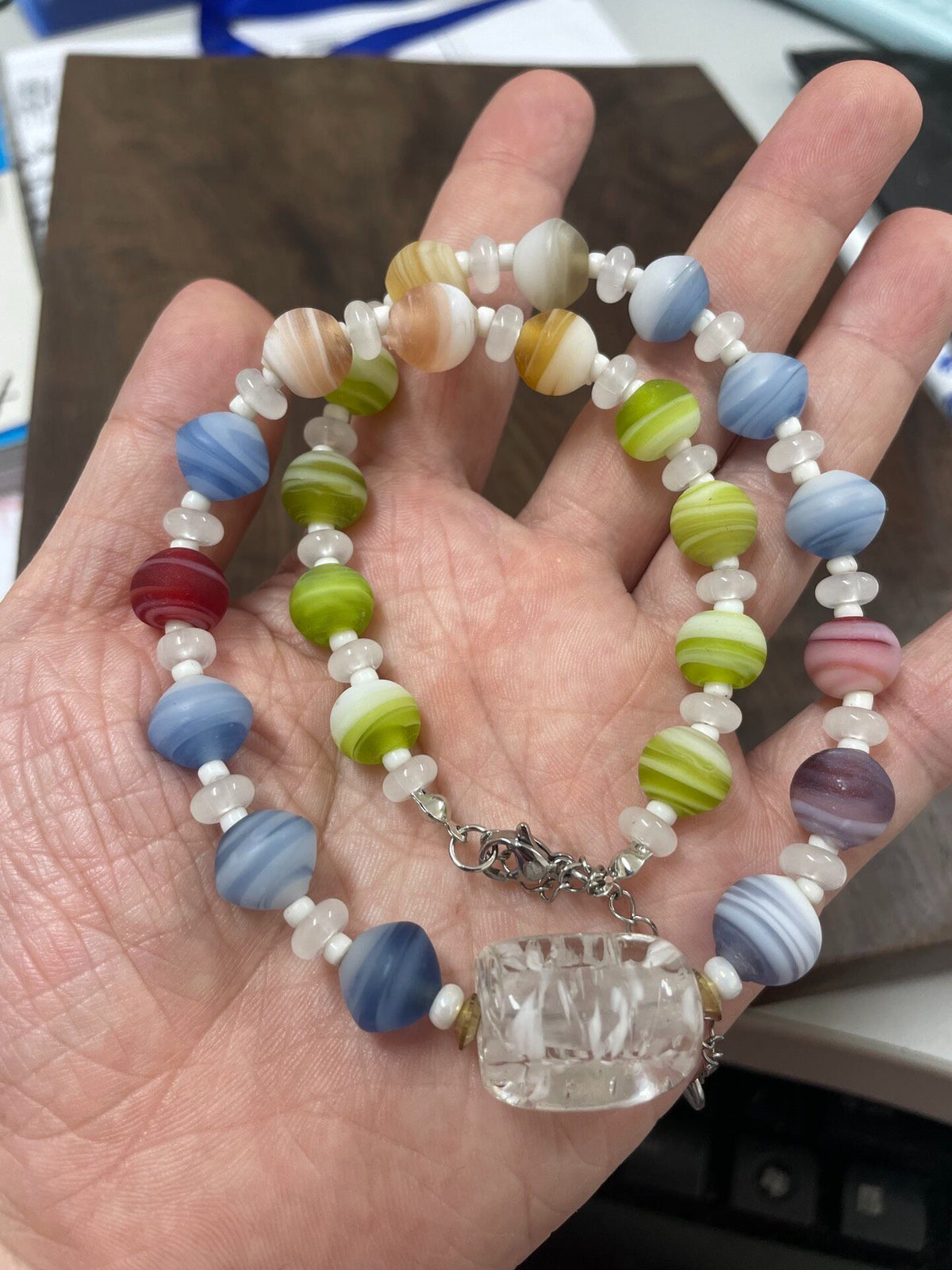 Handcrafted Multicolored Glass Bead Necklace