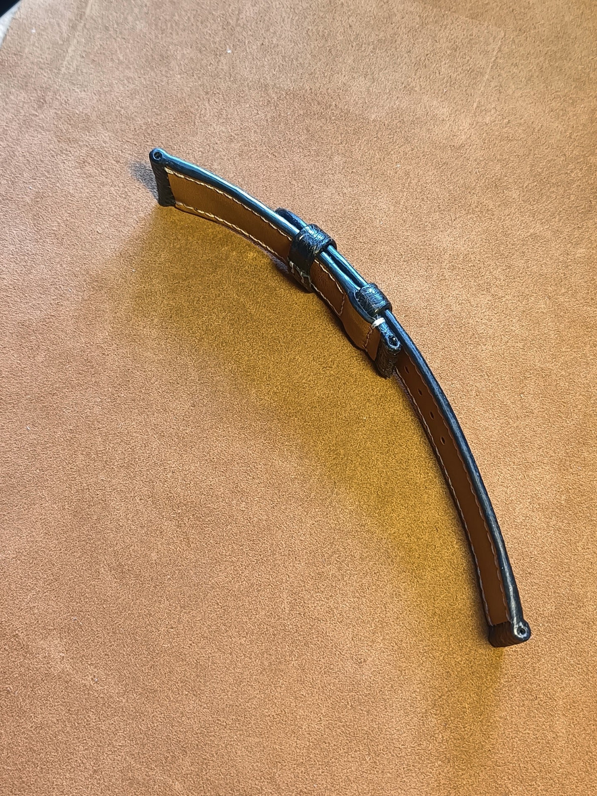 Black Ostrich Leather Watch Strap 20-18