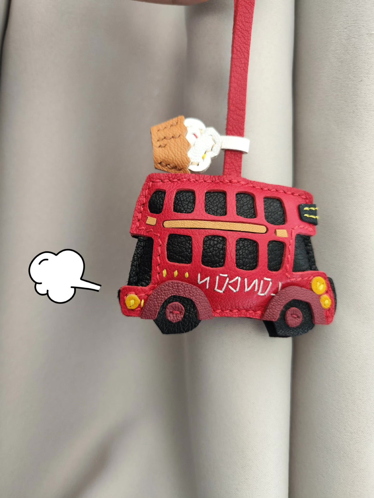 London Bus Leather Keychain Pendant
