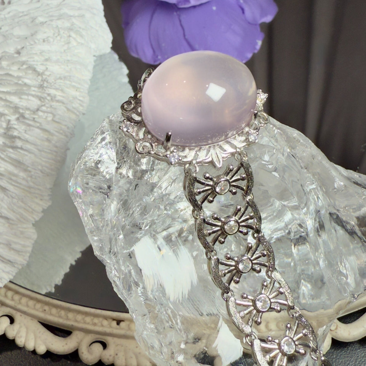 Star Rose Quartz Sterling Silver Bracelet