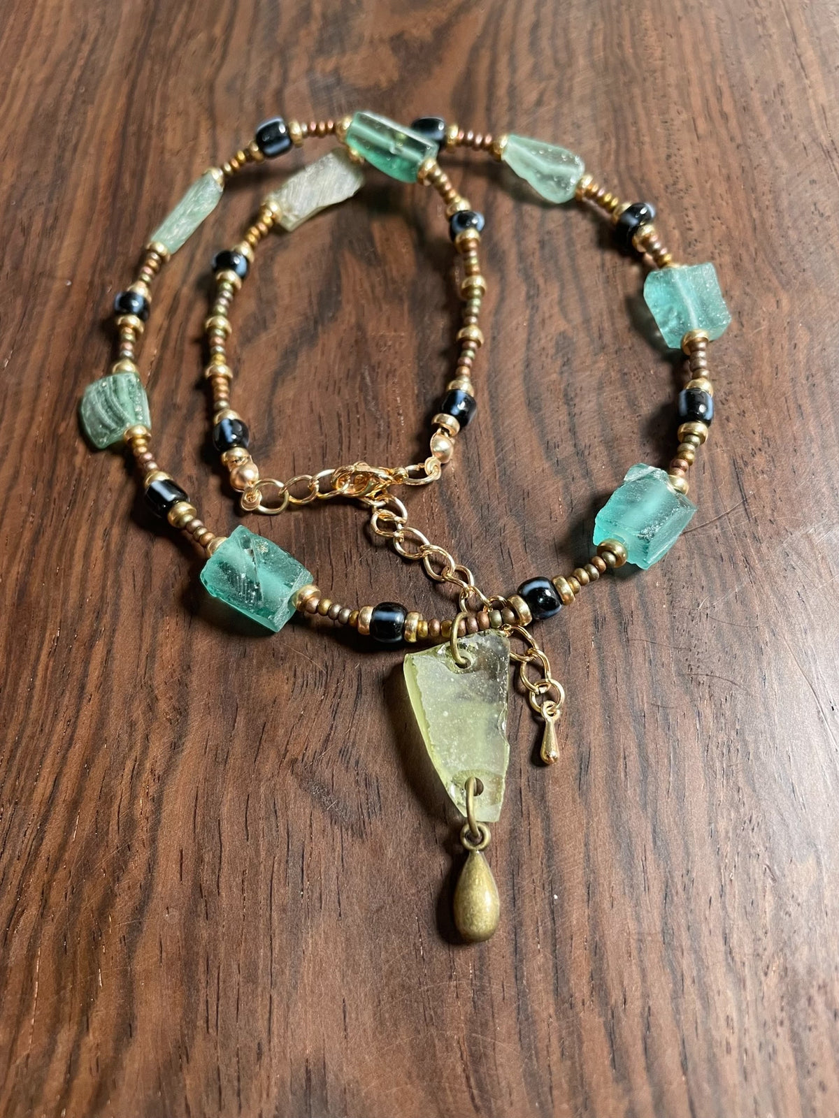 Ancient Roman Glass Bead Necklace 40cm