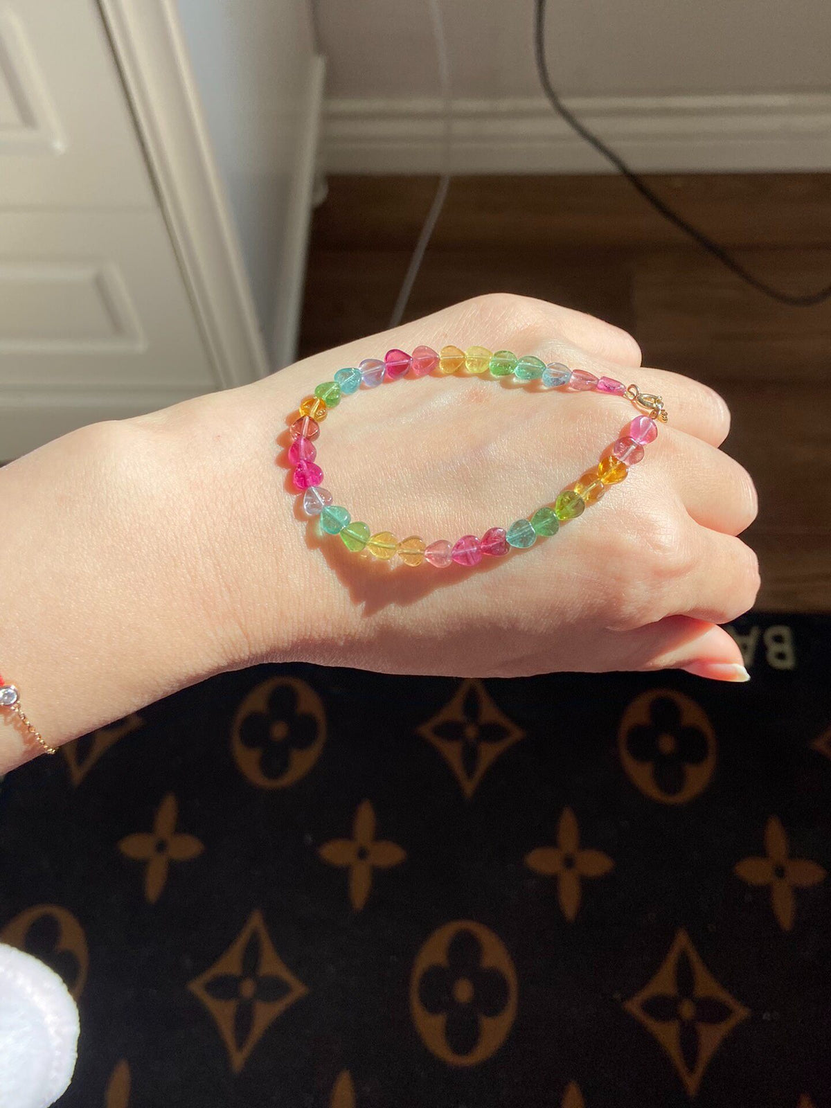 Tourmaline Heart Bead Bracelet Multicolor