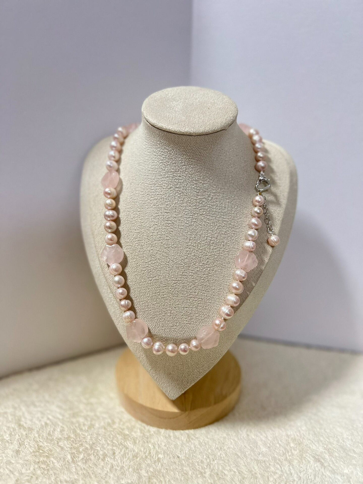 Freshwater Pearl and Pink Quartz Necklace