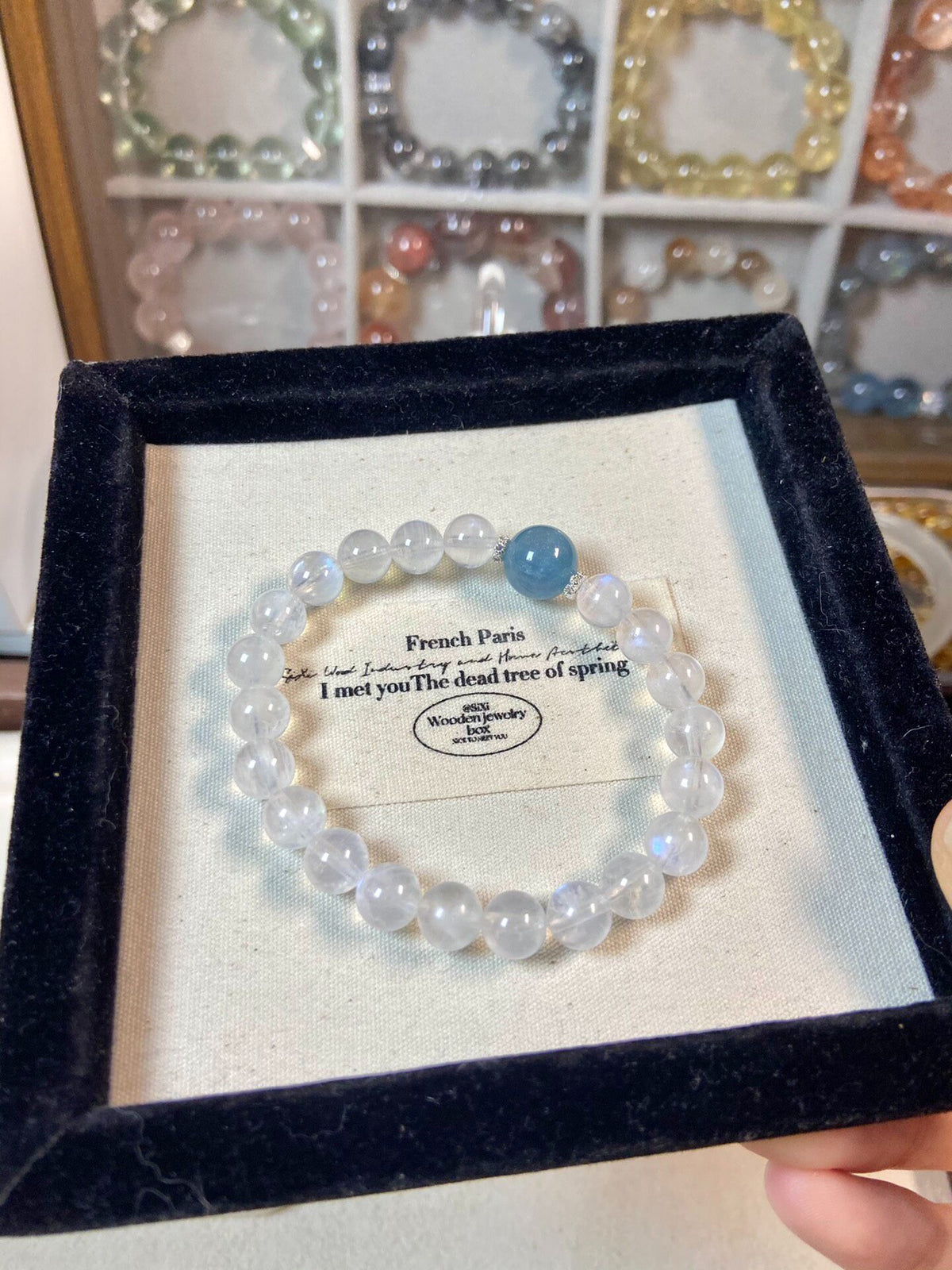 Labradorite Aquamarine Crystal Beaded Bracelet