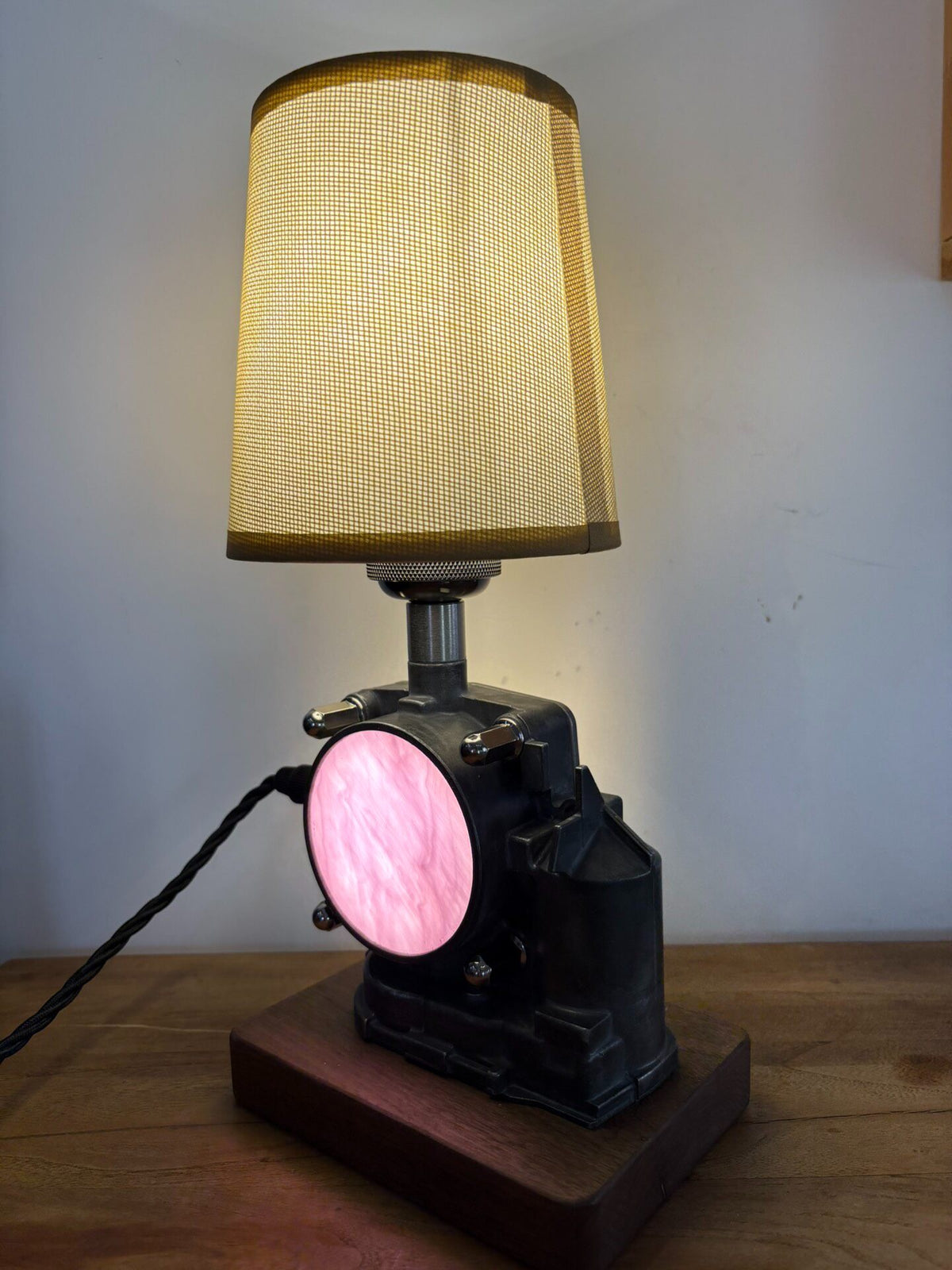 Industrial Mechanical Table Lamp Pink Glow