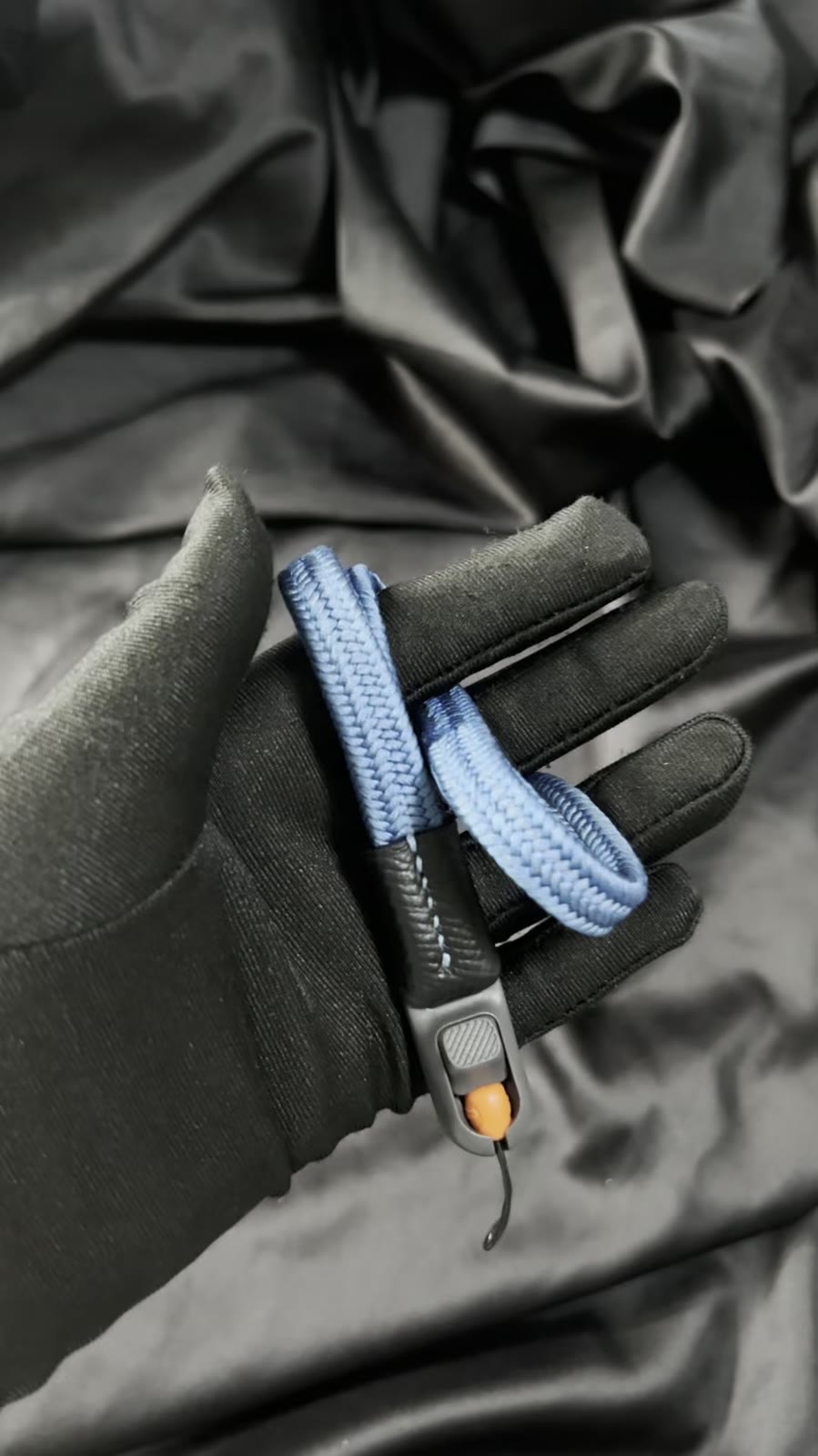 Silk Camera Wrist Strap Cyan Blue
