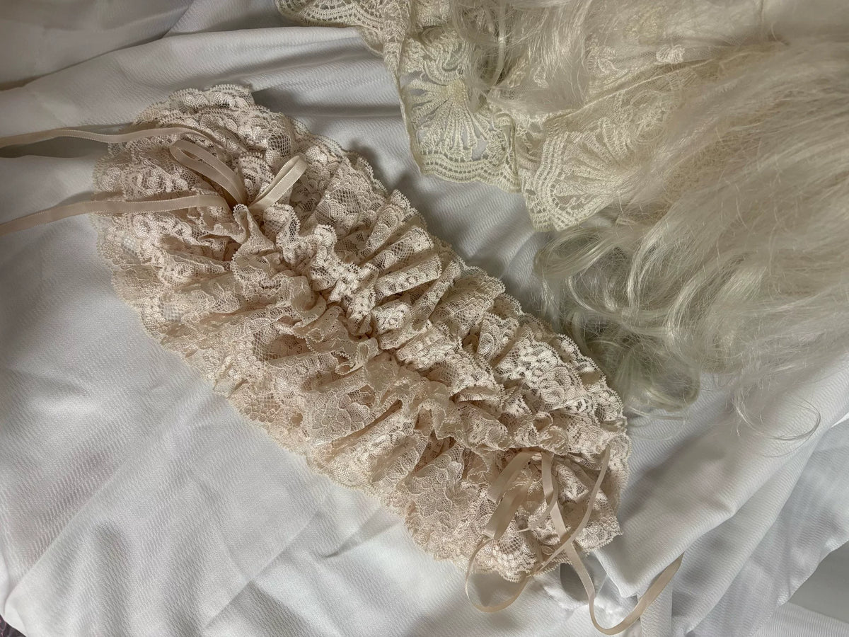 Handmade Lace Lolita Bonnet with Ruffles