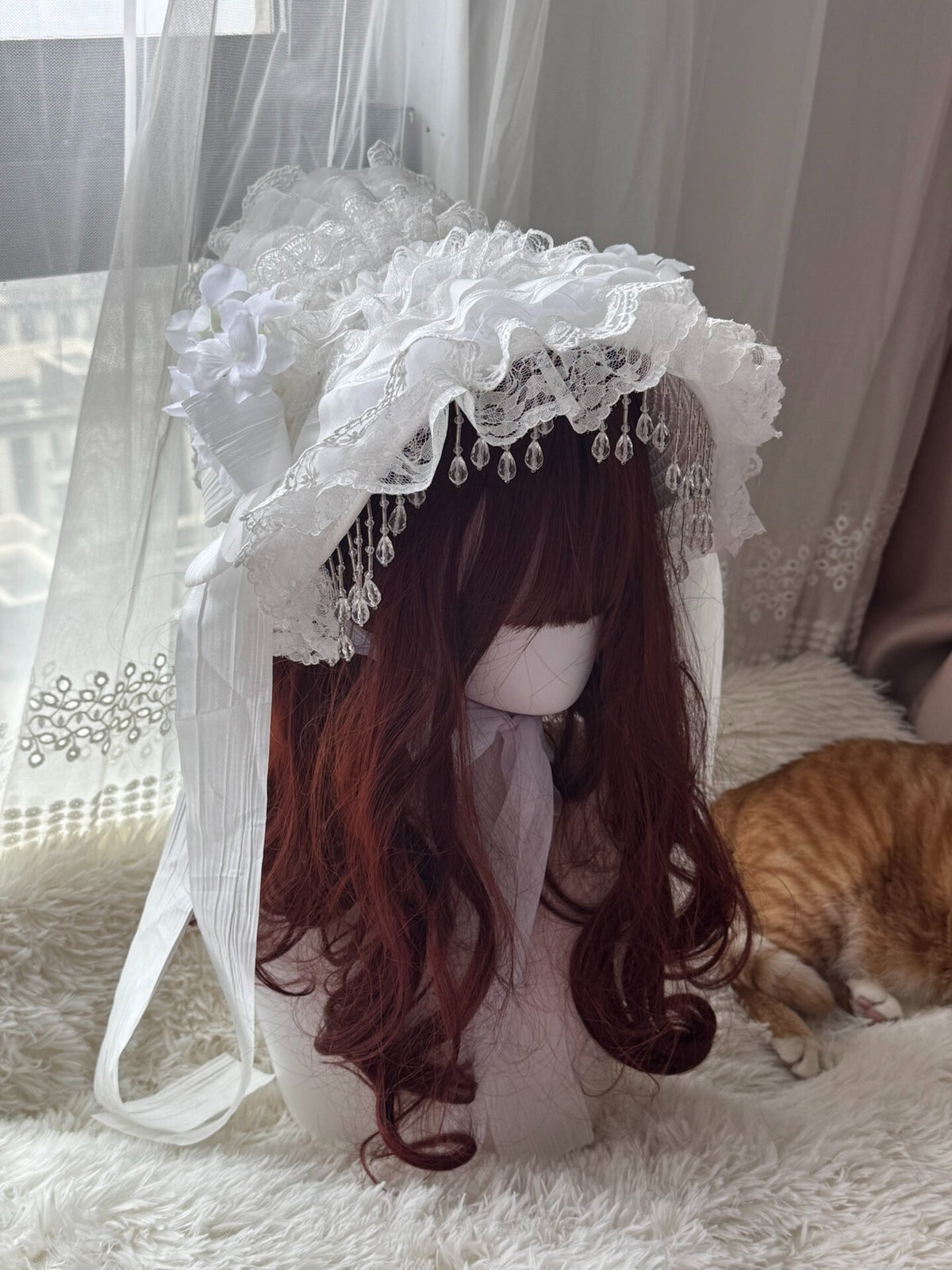 Handcrafted Gothic Lolita White Widow Hat