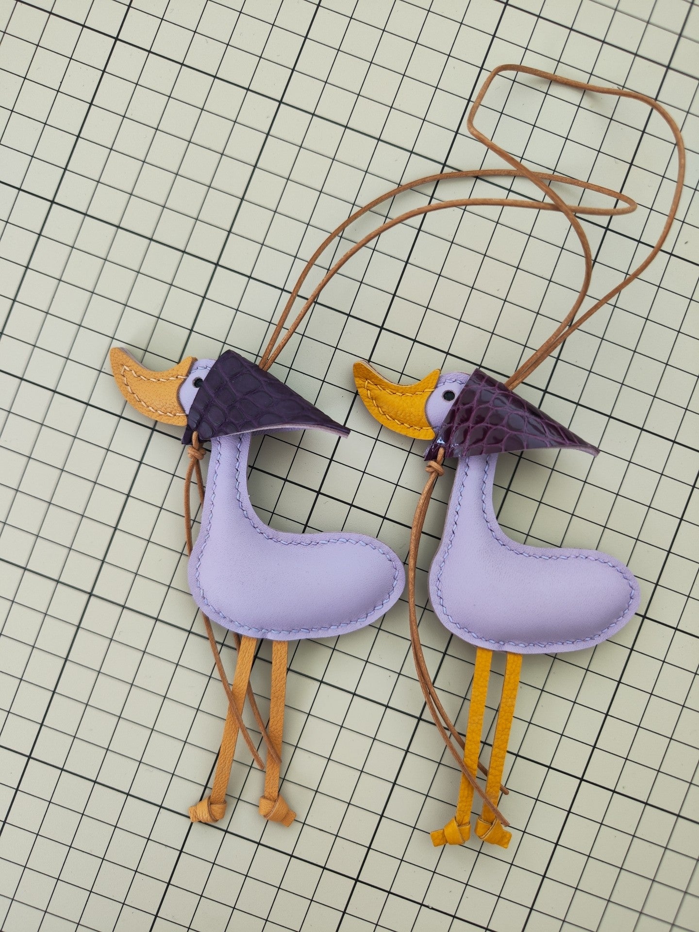Handmade Leather Lucky Duck Keychain Bag Charm