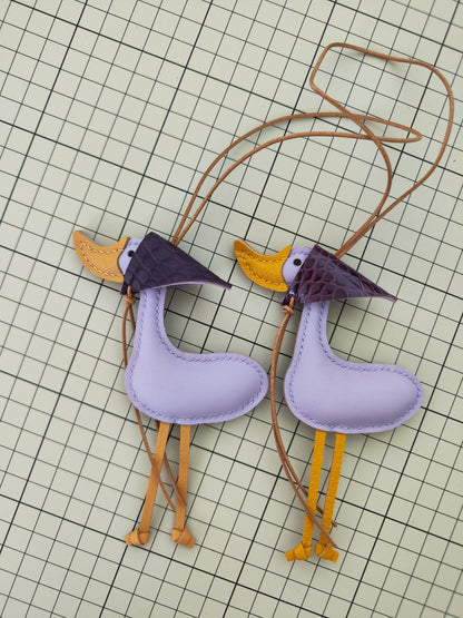 Handmade Leather Lucky Duck Keychain Bag Charm