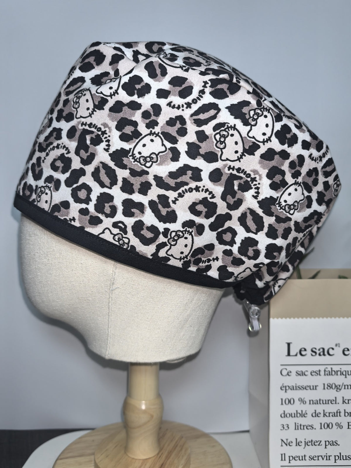 Black Leopard Hello Kitty Surgical Cap