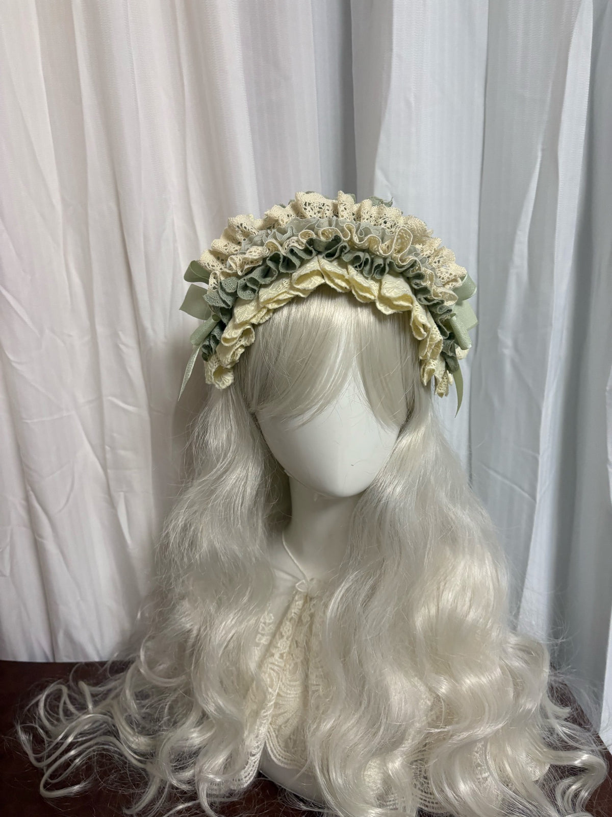 Handmade Ruffled Lace Lolita Bonnet Headdress