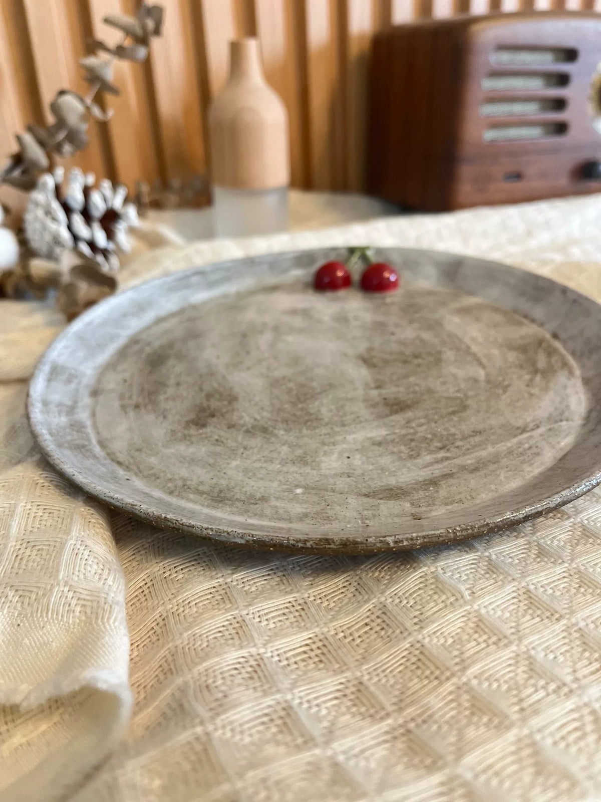 Handmade Ceramic Cherry Plate 19 cm