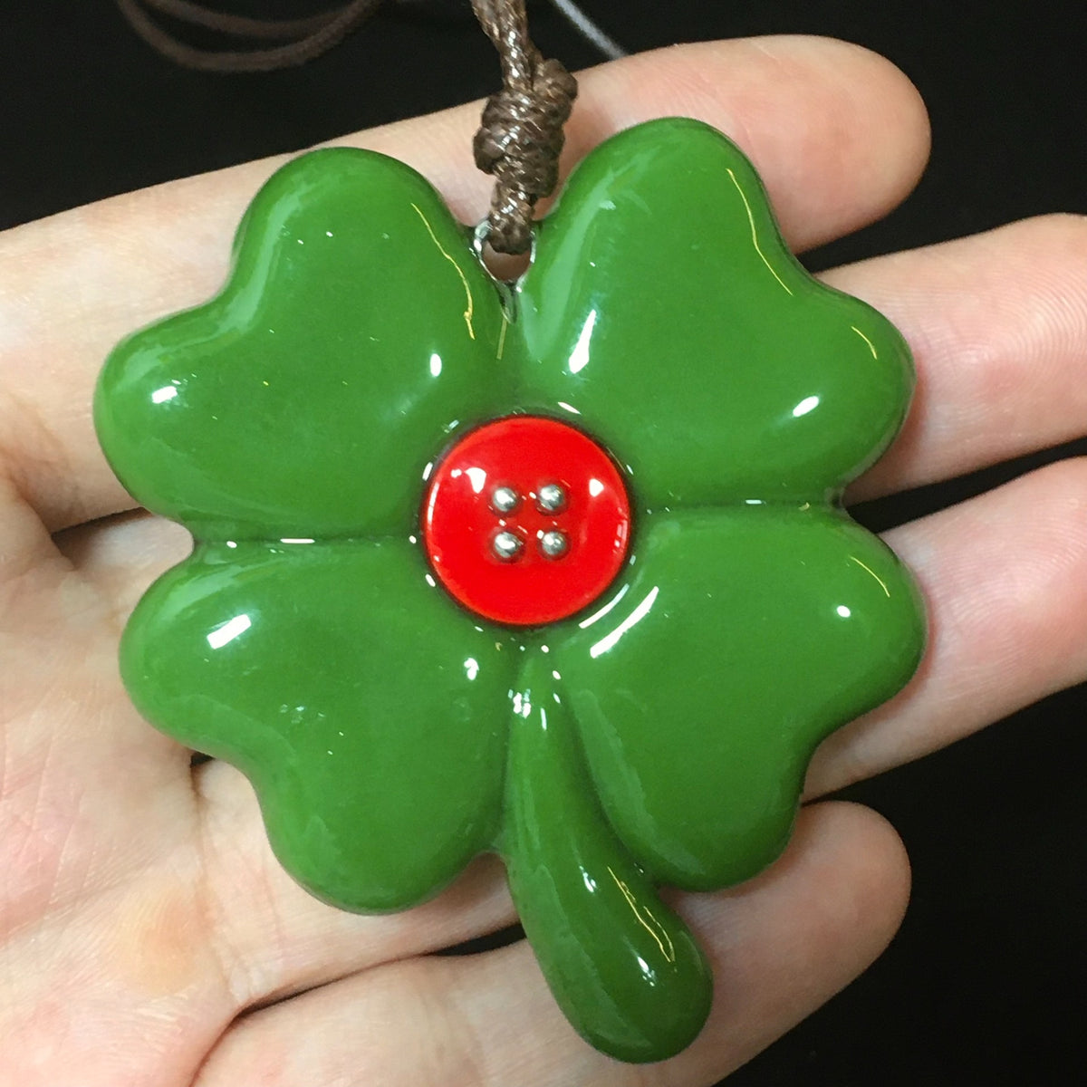 Resin Clay Four Leaf Clover Necklace