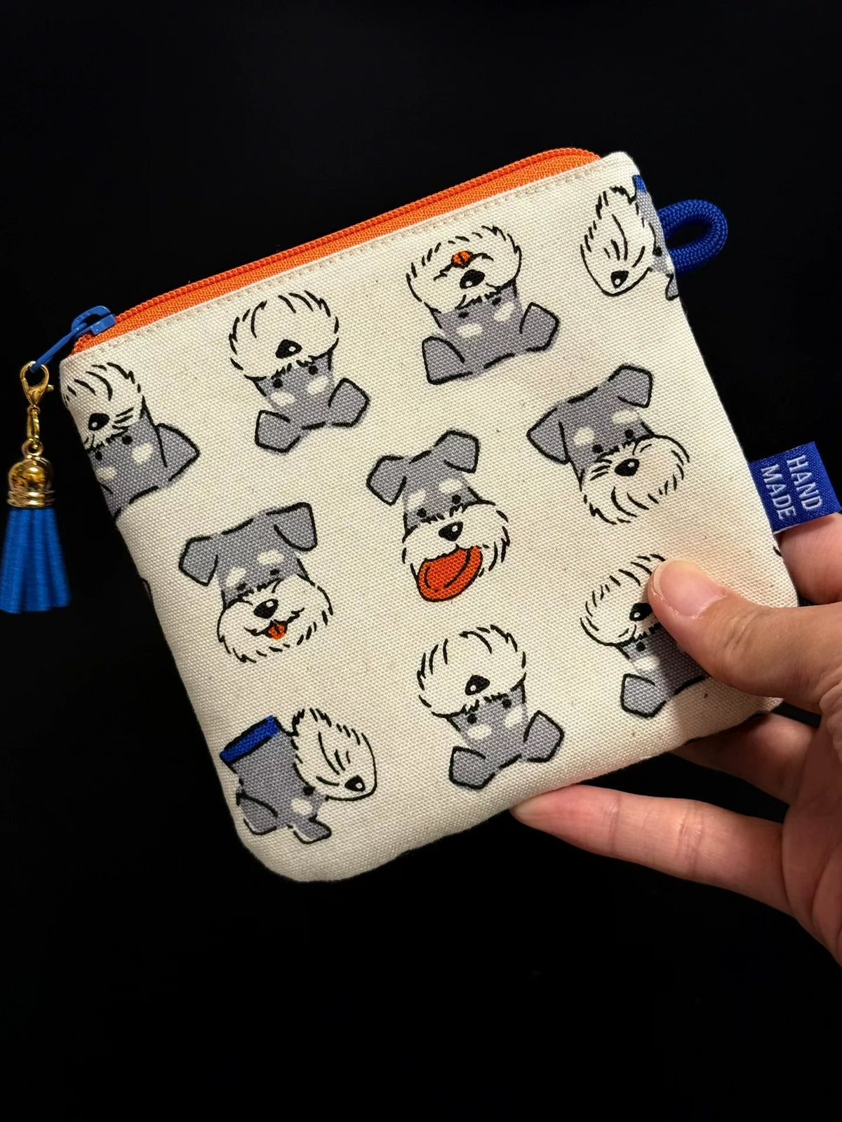 Schnauzer Print Flat Zipper Pouch