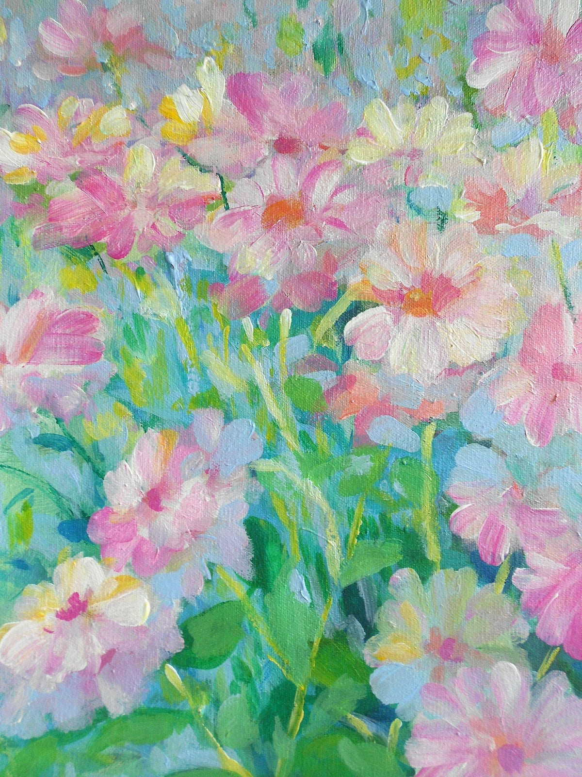 Pink Flowers Acrylic Painting 40x50cm