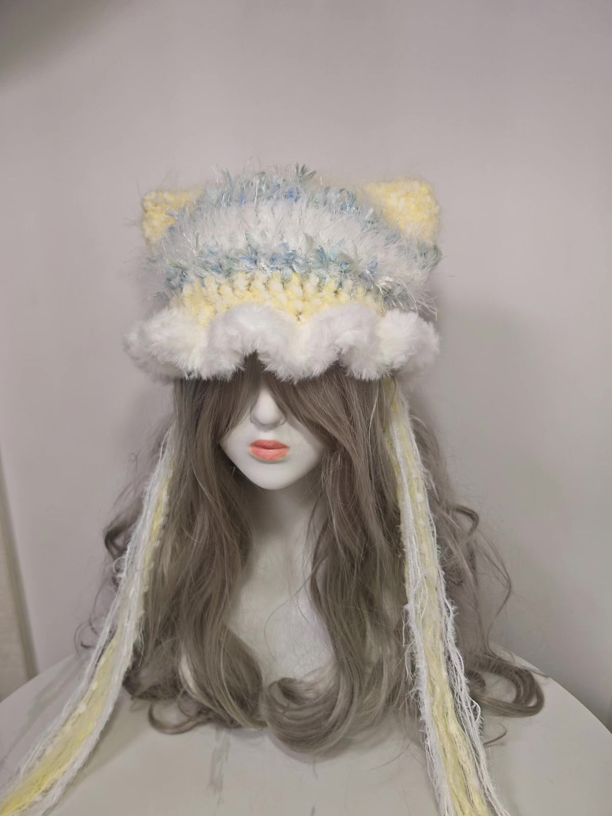 Handcrafted Cat Ear Hat with Faux Fur Trim