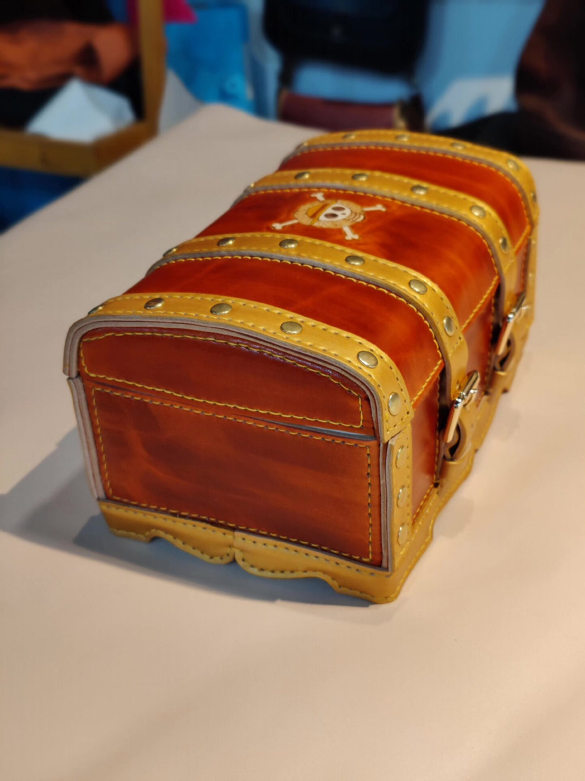 Handcrafted Leather Storage Chest with Buckles