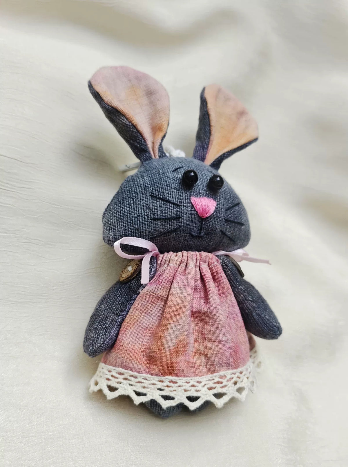 Handmade Mouse Fabric Pendant Gray