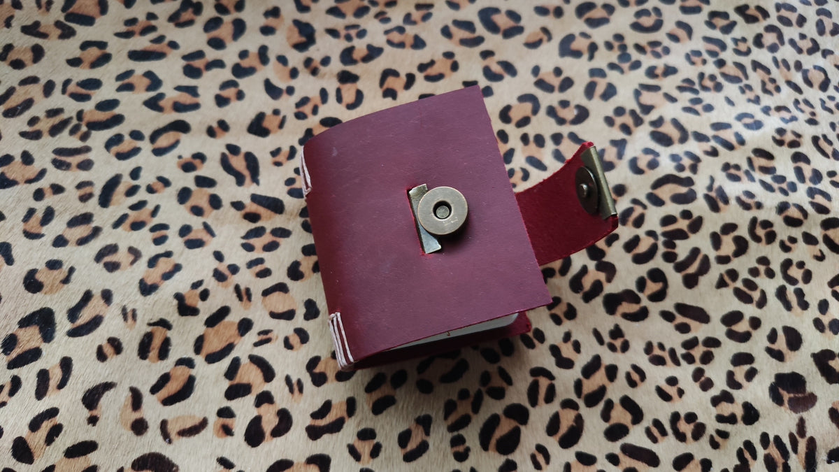 Burgundy Leather Journal Mini Notebook