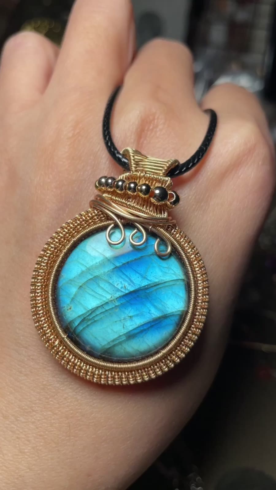 Blue Labradorite Wire Wrapped Pendant