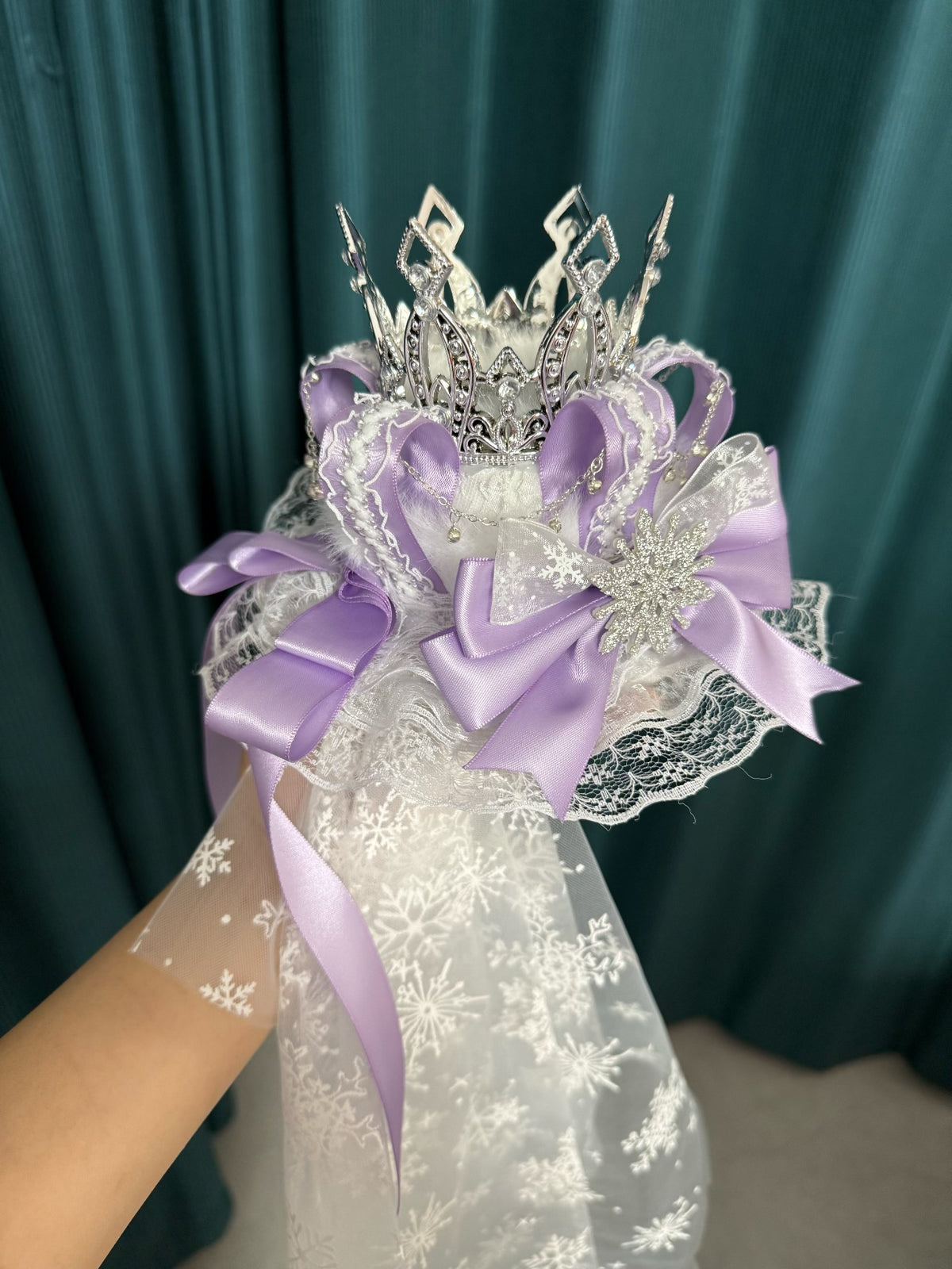 Purple Crown Mini Hat with Snowflake Veil