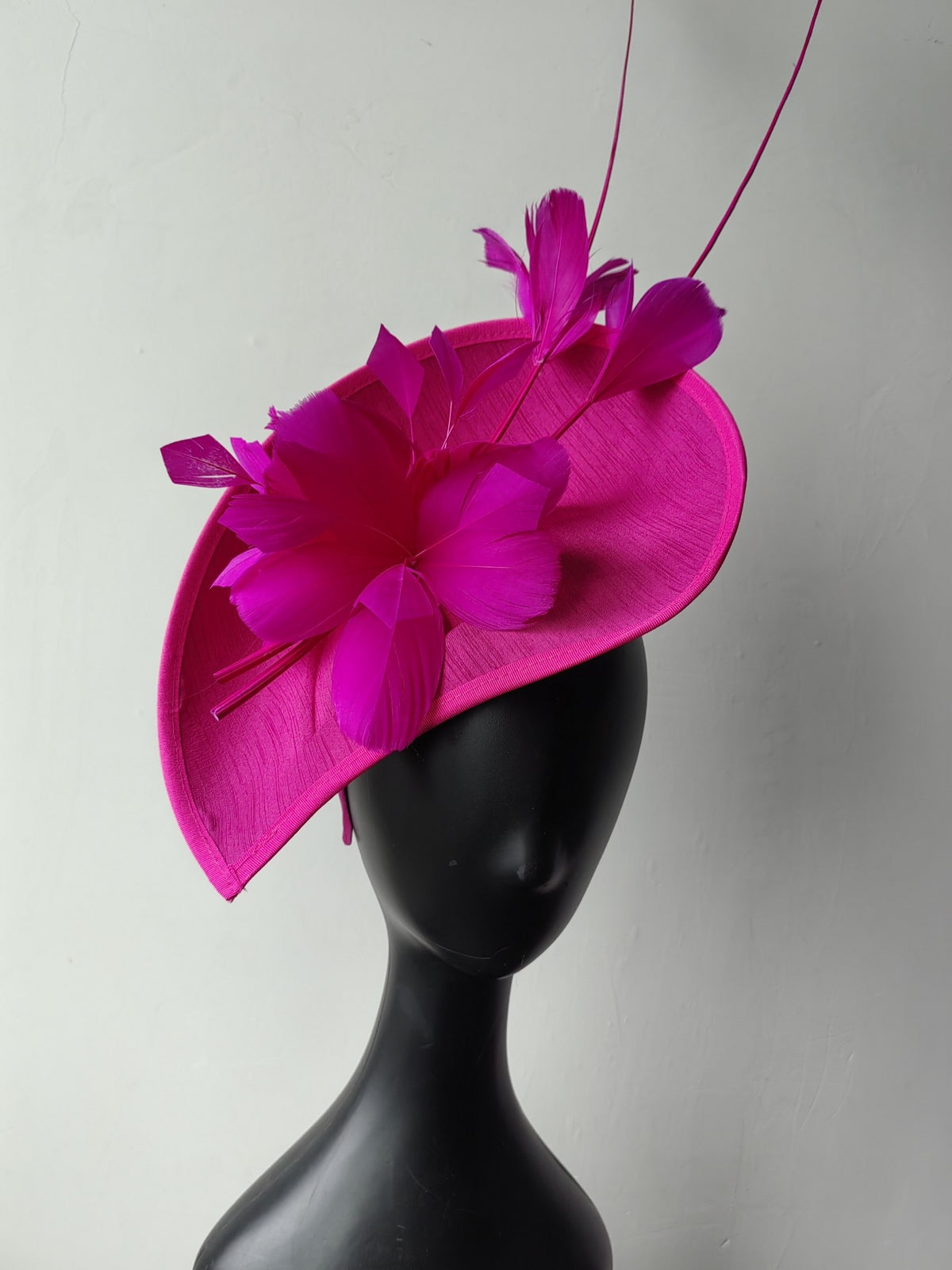Magenta Feathered Fascinator Hat for Formal Events