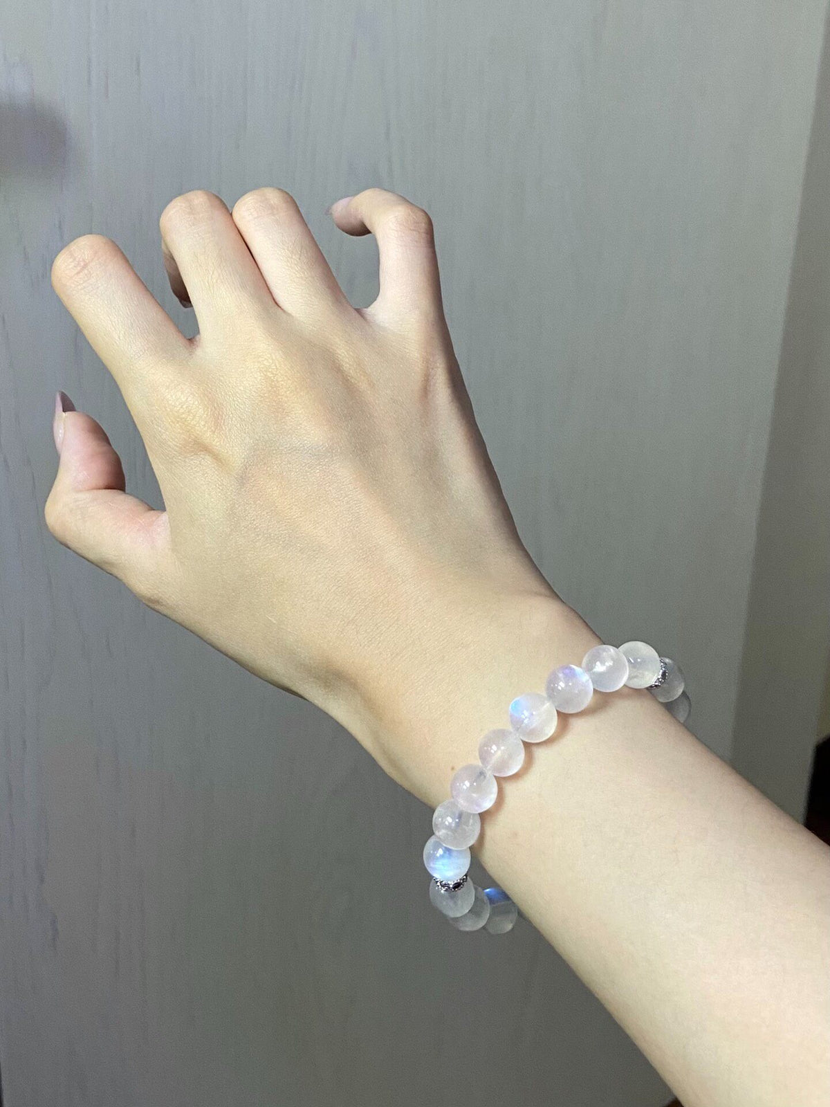 Blue Moonstone White Phantom Quartz Beaded Bracelet
