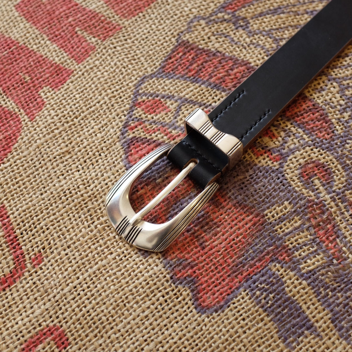 Horween Leather Belt Set Silver Plated