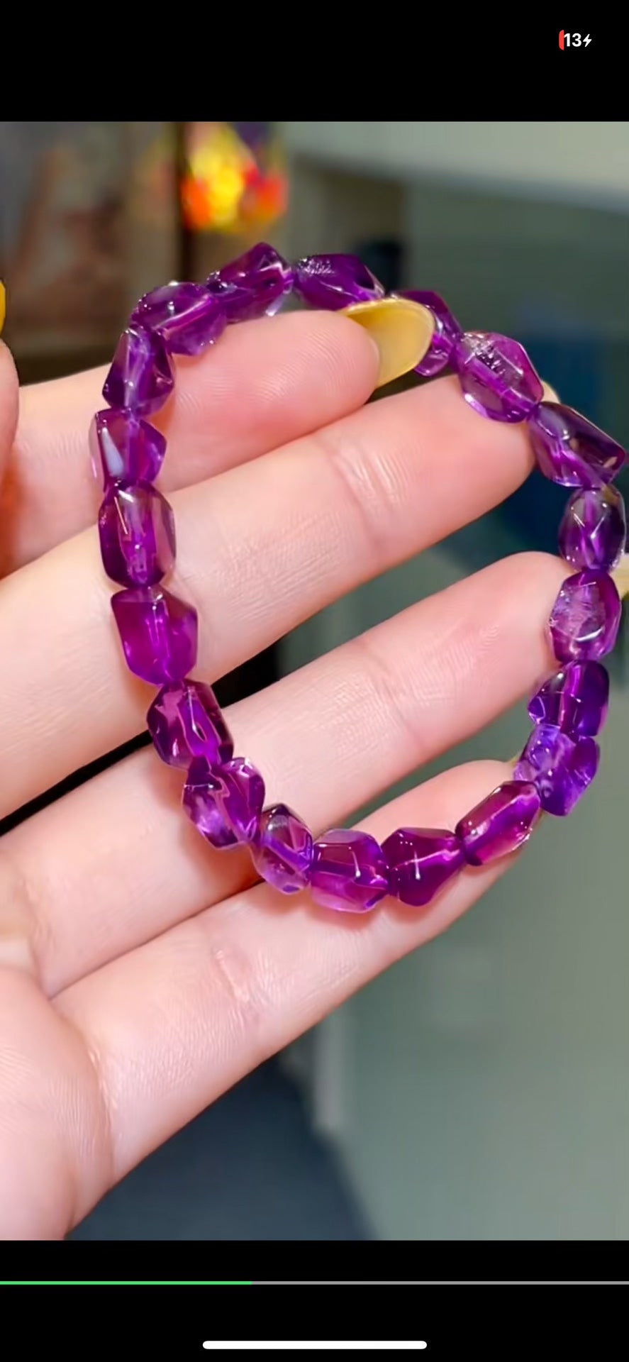 Faceted Irregular Purple Amethyst Bracelet 9x7mm