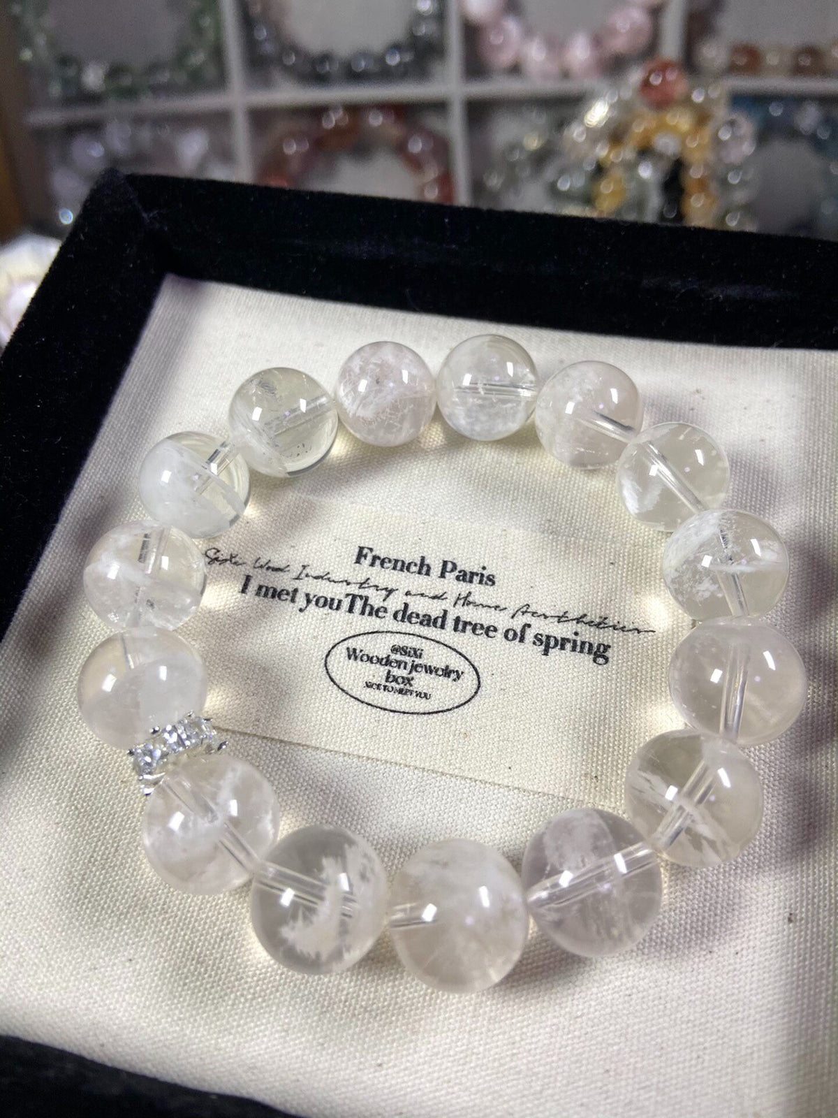 Natural White Phantom Quartz Beaded Bracelet